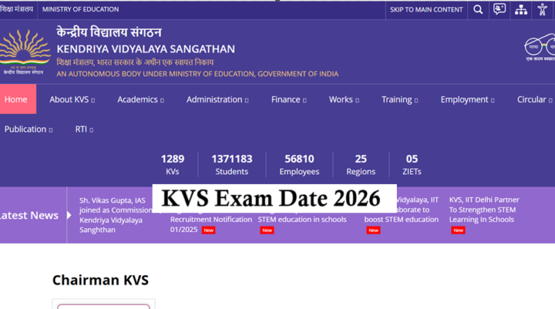 KVS Exam Date 2026